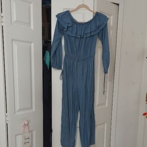Michael Kors Blue Ruffled Jumpsuit